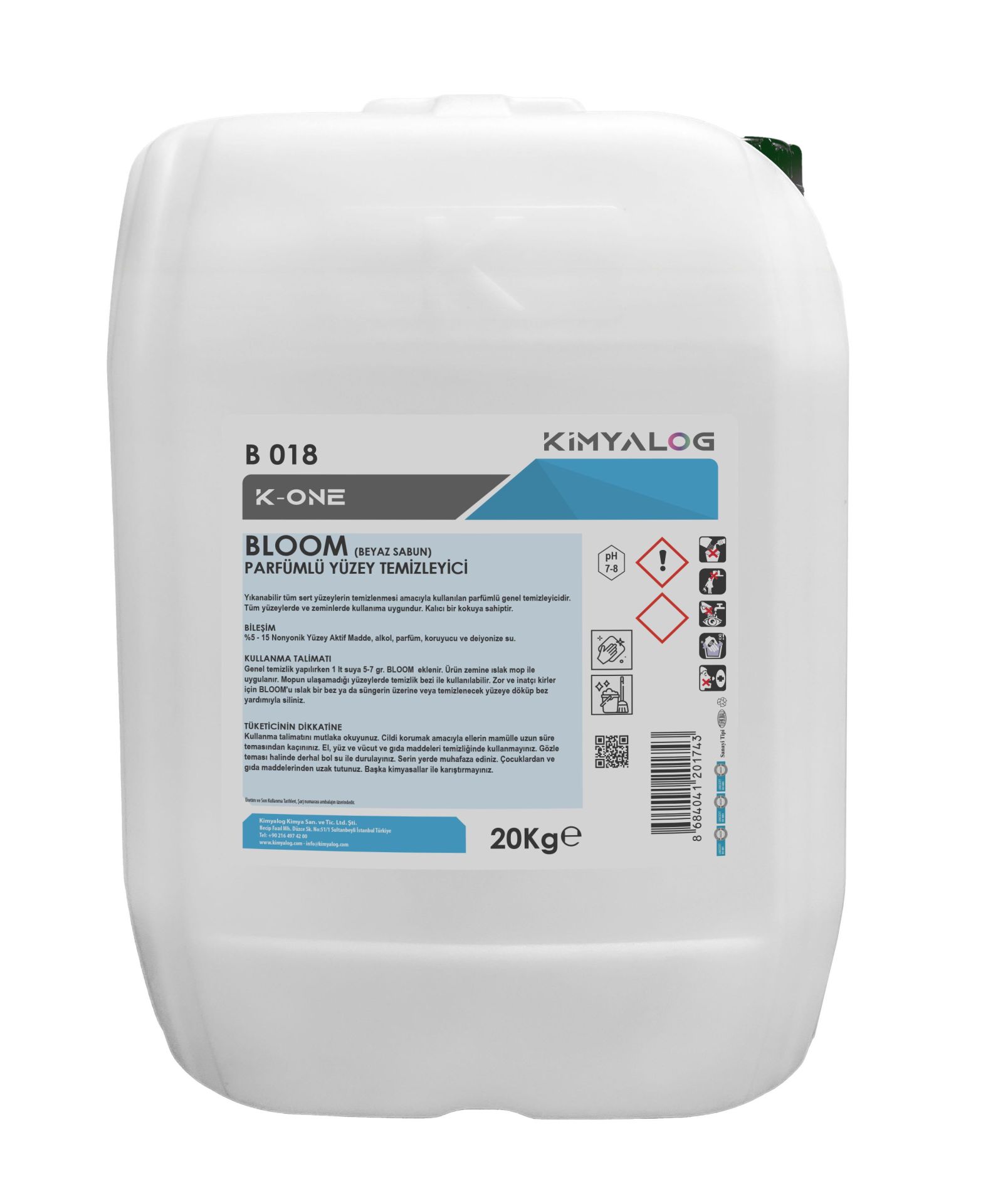 Kimyalog K-One Bloom Parfümlü Yüzey Temizleyici (Beyaz Sabun) 20 Kg