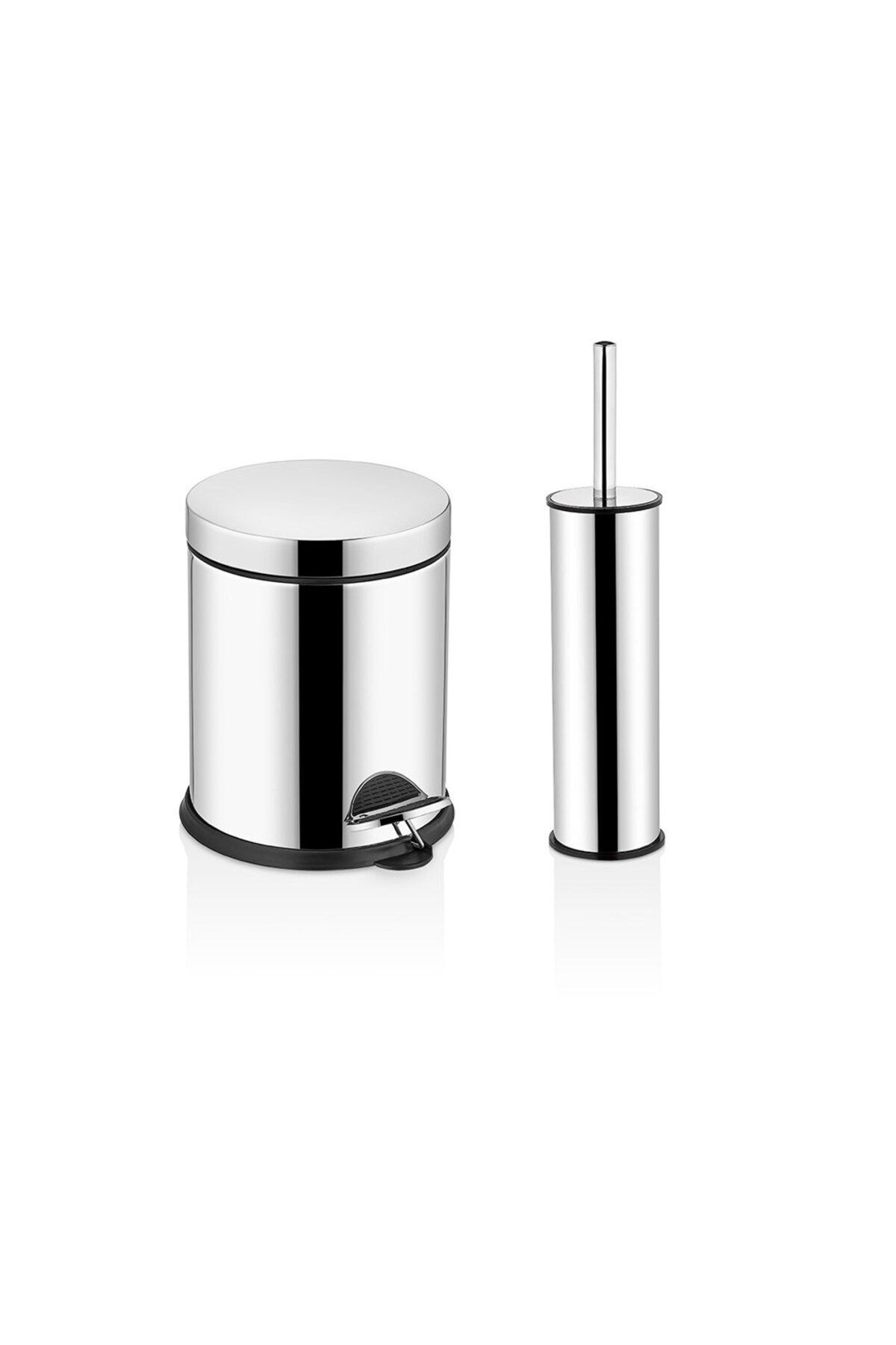 Rulopak Pedallı Paslanmaz Çöp Kovası & WC Fırçası 3 Litre 2'li Set