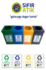 Folyo Geri Dönüşüm Atık Toplama Kutusu Seti 70 Litre Cam, Kağıt, Plastik, Metal Atık Kovası