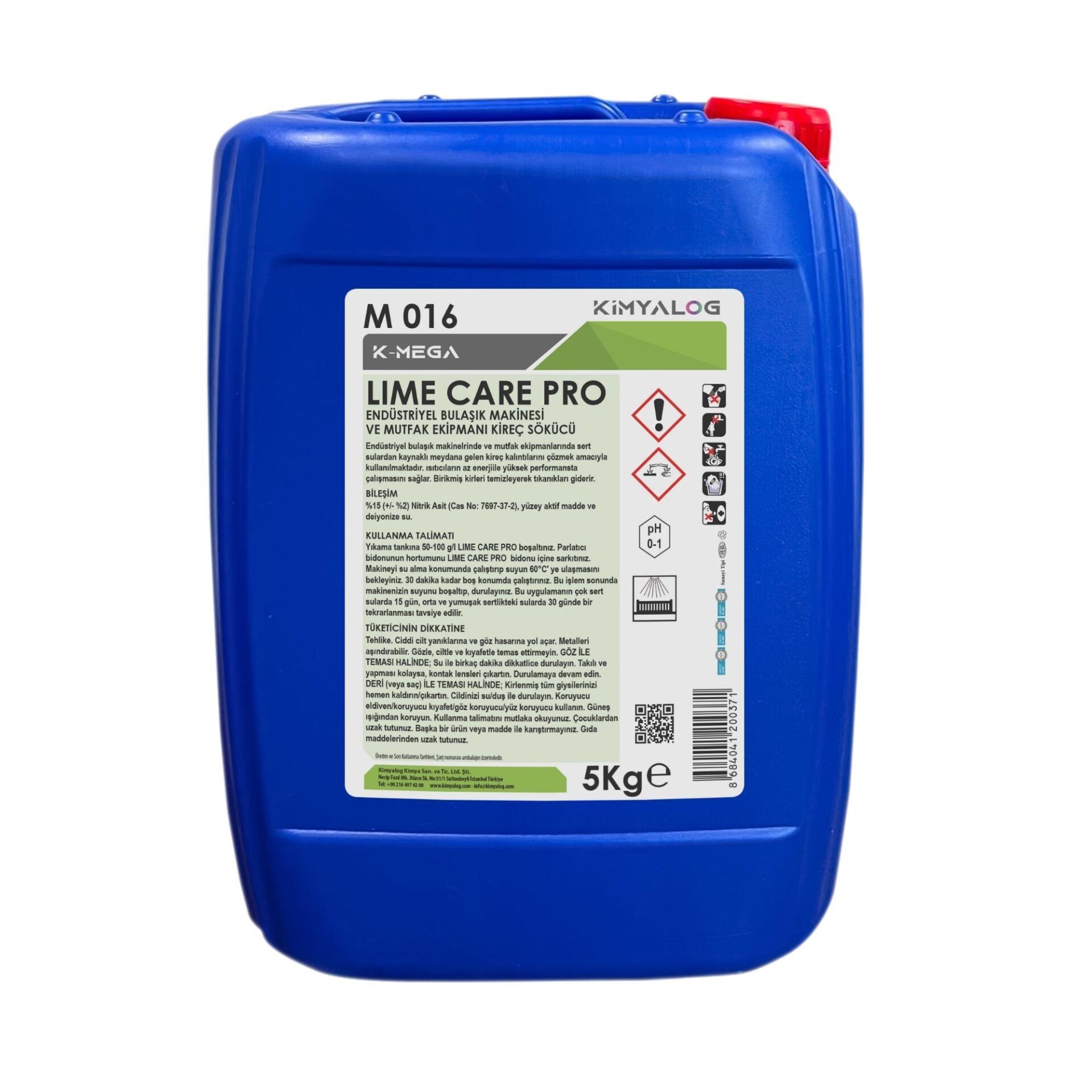 Kimyalog K-Mega Lime Care Pro Endüstriyel Bulaşık Makinesi ve Mutfak Ekipmanı Kireç Sökücü 5 Kg