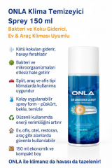 ONLA Klima Temizleyici Sprey 150 ml - Bakteri ve Koku Giderici, Ev & Araç Kliması Uyumlu