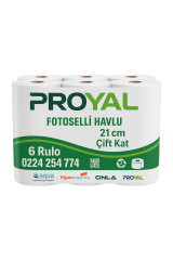 PROYAL Hareketli Kağıt Havlu 21 cm x 6 Rulo Fotoselli Çift Katlı, Otomatik Dispenser Uyumlu