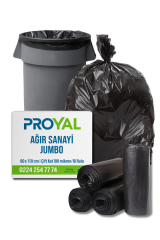 PROYAL Ağır Sanayi Jumbo Çöp Torbası 80x110 cm Çift Kat 100 Mikron 10 Rulo