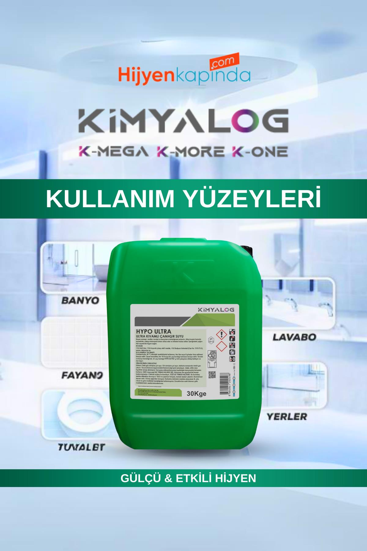 Kimyalog Hypo Ultra Kıvamlı Çamaşır Suyu Güçlü Etkili  30 Kg