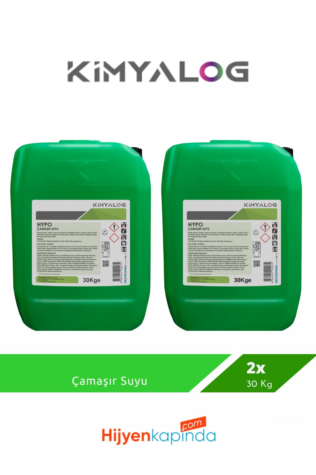 Kimyalog Hypo ( Sıvı ) Çamaşır Suyu Güçlü Etkili  30 Kg 2 Adet