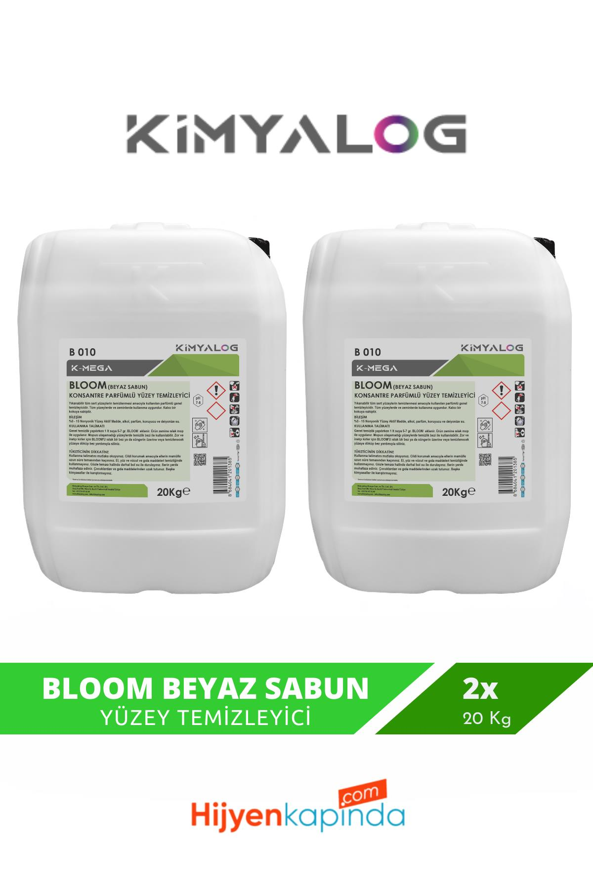 Kimyalog K-Mega Bloom Konsantre Parfümlü Çok Amaçlı Yüzey Temizleyici Beyaz Sabun 20 Kg 2 Adet
