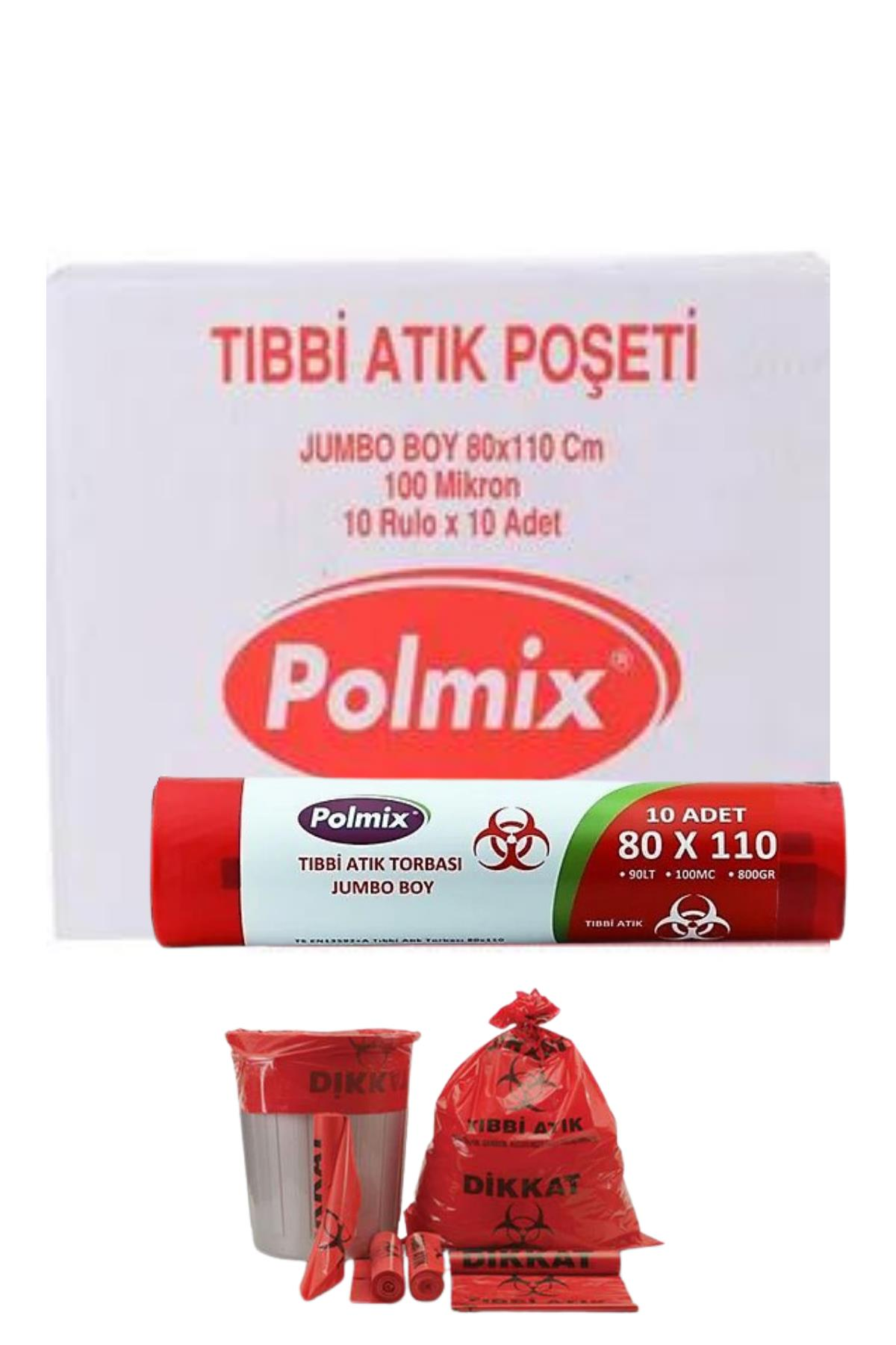Polmix Tıbbi Atık 80x110 cm Jumbo Çöp Poşeti 10 Rulo