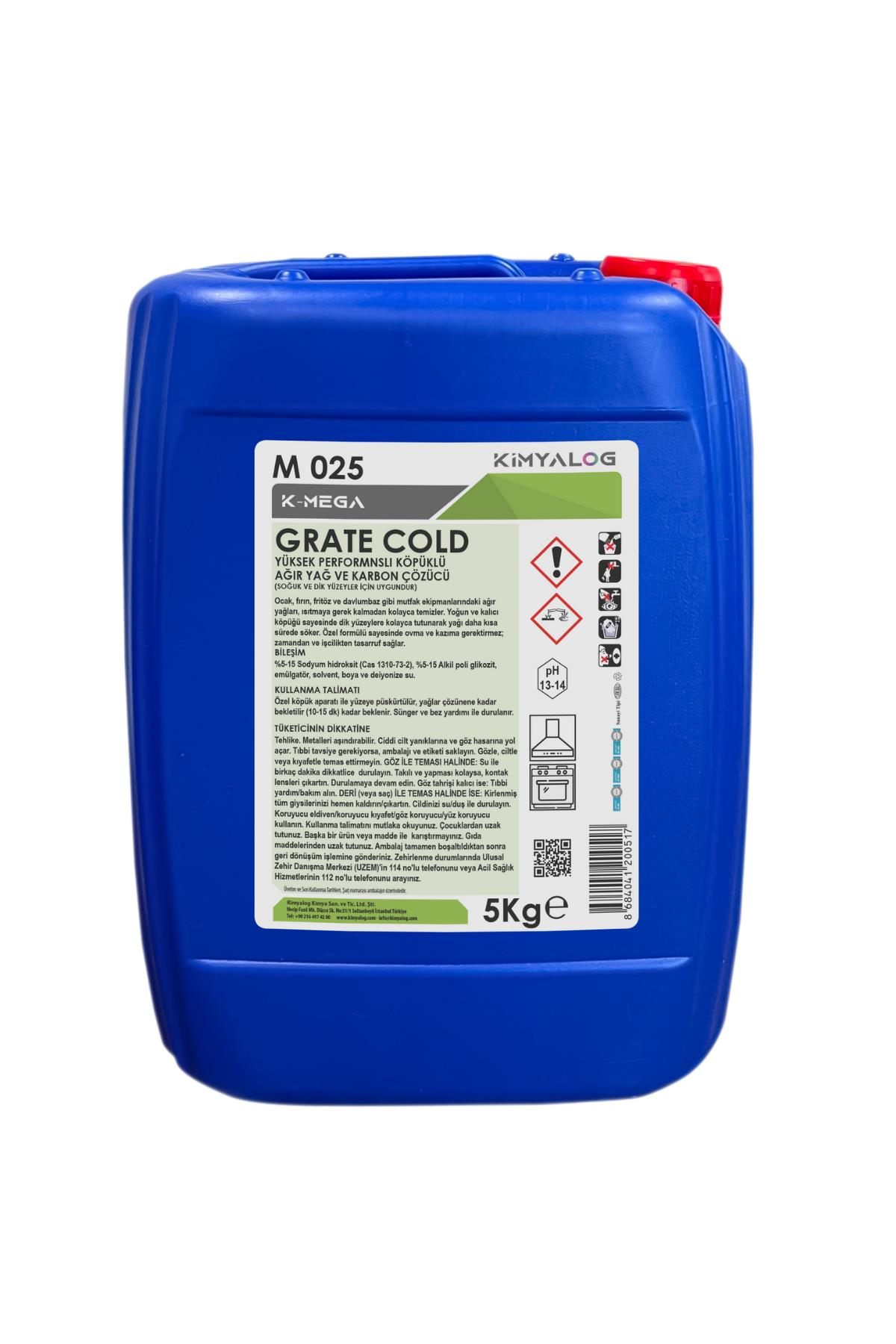 Kimyalog K-Mega Grate Cold Yüksek Performnslı Köpüklü Ağır Yağ ve Karbon Çözücü (Soğuk ve Dik Yüzeyler İçin Uygundur) 5 Kg