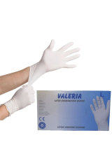 Valeria Beyaz Pudralı Lateks Eldiven (L) 100'lü Paket 20 ADET