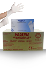 Valeria Beyaz Pudralı Lateks Eldiven (S) 100'lü Paket 20 ADET