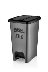 Pro Turuncu Slim Pedallı Tıbbi Atık Kovası 50 LT - Slim Pedallı Gri Evsel Atık Kovası 50 LT