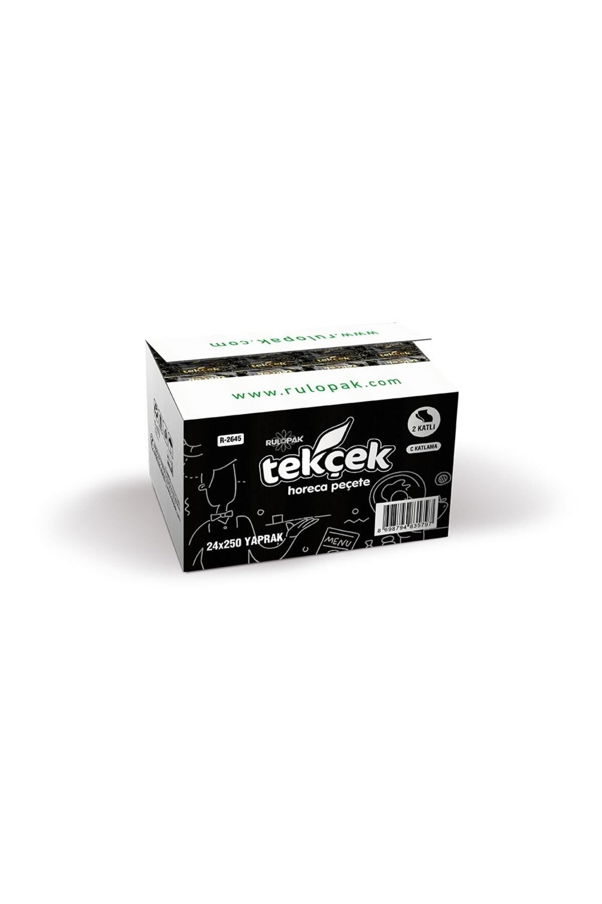 Rulopak Tekçek Horeca Dispenser Peçete 2 Katlı 250 Yaprak 24'Lü Paket