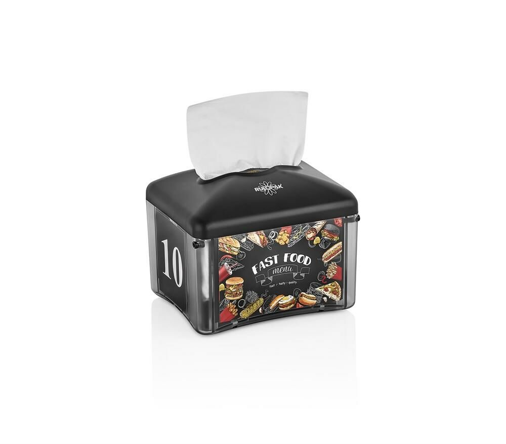 Rulopak Reklamlı Tekçek Mini Peçete Dispenseri Siyah