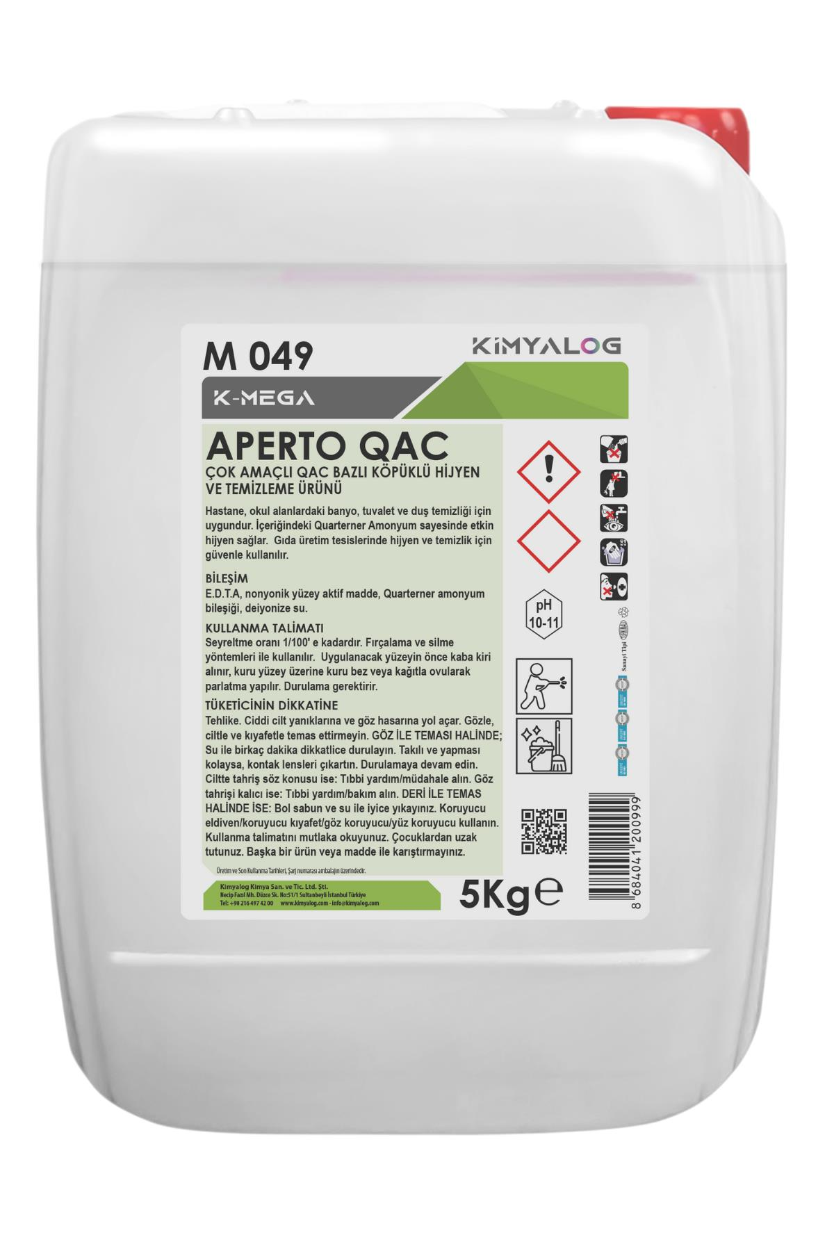 Kimyalog K-Mega Aperto Qac Çok Amaçlı Qac Bazlı Köpüklü Hijyen ve Temizleme Ürünü 5 Kg