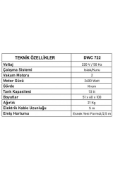 Safran DWC 722 OTO Sanayi Tipi İki Motorlu Islak Kuru Çelik Gövdeli Profesyonel Elektrikli Süpürge